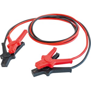 Cavi di avviamento da 25 mm² con pinze rosse e nere per auto e camion.