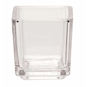 Cubo portacandela in vetro trasparente, 5x5 cm, per decorazioni da tavola e lavori creativi.