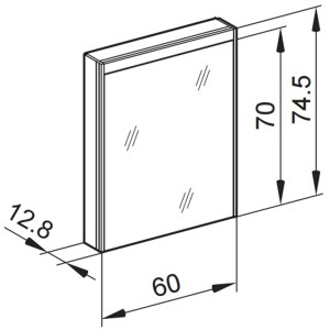 Illustration de l'armoire de toilette Schneider O-line Led 60 cm en blanc avec dimensions.