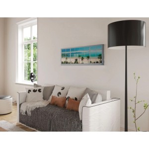 Deco Block Beach Window View, 40x118 cm, come arte murale in soggiorno con motivo spiaggia.