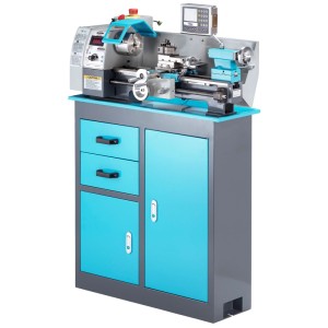 Tornio per metalli Alduro MDB-210V2 blu con mobile. Tornio per la lavorazione dei metalli.