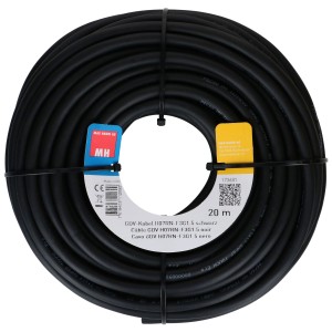 Cavo GDV nero H07RN-F3G1.5, tubo flessibile in gomma da 20 m avvolto.