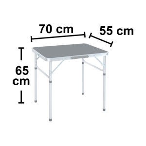 Tavolo da campeggio Calimesa con telaio in alluminio, grigio, 25/65x70x55 cm, ideale per campeggio e outdoor.