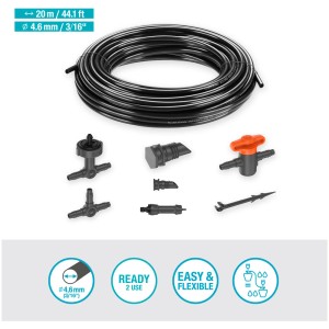 Gardena Starterset irrigazione a goccia balcone: tubo, gocciolatori e accessori per 15 piante.