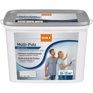 Secchio di OBI Multi-Putz fine, 10 kg, intonaco decorativo bianco per interni.