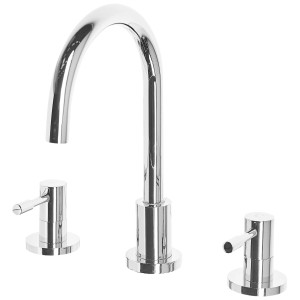 Miscelatore per lavabo a 3 fori Sipi in ottone argentato per il lavabo.