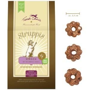 Terra Canis Struppis snack per cani al cervo, ricompensa senza cereali.