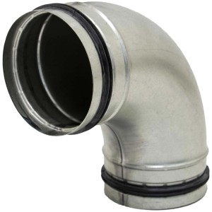 Wickelfalz-Halbschalenbogen 90°/Ø 100 mm mit Lippendichtung für Lüftungssysteme.