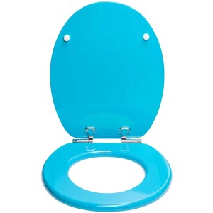 Sedile WC Diaqua Paris blu con design 3D Wave e chiusura rallentata.