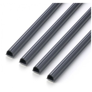 Goulottes de câbles grises auto-adhésives, 7 mm x 1 m, pour une gestion facile des câbles.