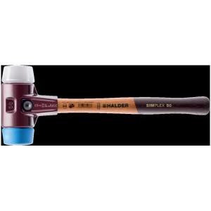 Maillet à embouts interchangeables Halder Simplex Ø 40 mm, bleu et gris, manche en bois.