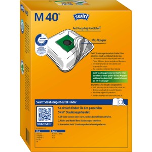 Swirl M40 EcoPor sacchetti per aspirapolvere, 4 pz, per accessori aspirapolvere.