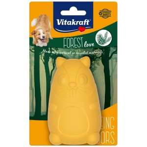 Vitakraft Gummi-Biber Forest Love, robustes Hundespielzeug aus Naturkautschuk, gelb.