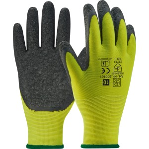Gants de travail LUX-TOOLS, taille 10, lot de 12, avec revêtement en latex gris pour une adhérence optimale.