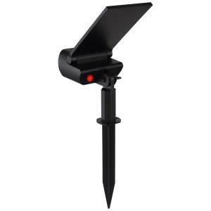Faretto solare da terra a LED Globo nero con picchetto, alto 28,5 cm, per illuminazione decorativa esterna.