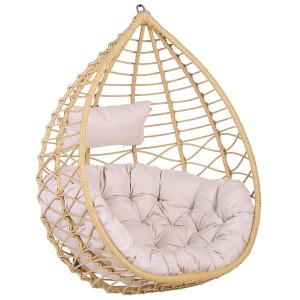 Beliani Arsita sedia sospesa, in polyrattan marrone con comodi cuscini.