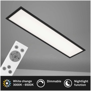 Panneau LED Brilo Piatto noir avec télécommande pour température de couleur et variateur.