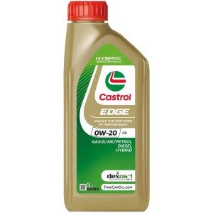 Huile moteur Castrol Edge 0W-20 C5, bouteille de 1 litre pour une protection optimale contre l'usure.
