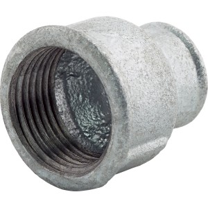 Raccordo in ghisa malleabile, 30,3 mm x 18,6 mm, manicotto di riduzione per tubi zincati.
