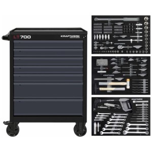 Servante d'atelier Kraftwerk LT700 avec assortiment de 259 outils et 7 tiroirs.