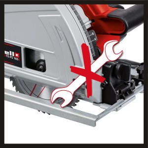 Einhell TE-PS 165 sega a immersione, vista dettagliata della lama e dei meccanismi di regolazione.