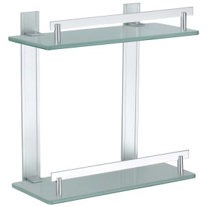 Étagère de douche MSV Tabarca à 2 niveaux en aluminium et verre.