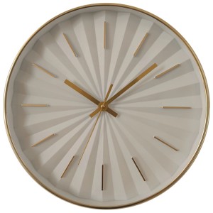 Orologio da parete vintage Globo, bianco con dettagli dorati, Ø 30,5 cm. Orologio decorativo per interni.