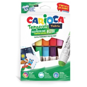 Carioca Farbstifte Temperello Fabric, 10 Stk. Set für Stoffmalerei in verschiedenen Farben.
