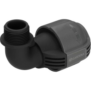 Gardena Raccord en L 25 mm x 19 mm pour systèmes d'arrosage, filetage mâle, connexion sécurisée.