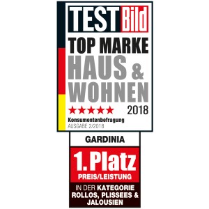 Premio per tenda a rullo doppia Gardinia Easyfix: Top brand casa e living, 1° posto prezzo/prestazioni tende a rullo.