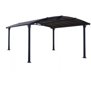 Carport Arcadia 4300 antracite con tetto in policarbonato, 242x359x430cm.