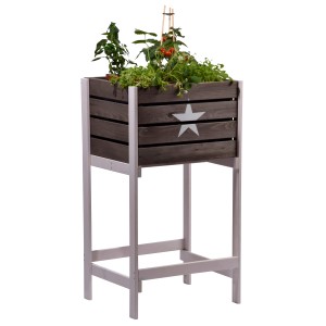 Aiuola rialzata in legno Hochbeet Star FSC®, alta 90 cm, piantumata, ideale per giardino e balcone.