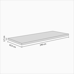 Immagine di un piano di lavoro in legno massello di bambù, 240x63,5x2,7 cm, ideale come piano tavolo.