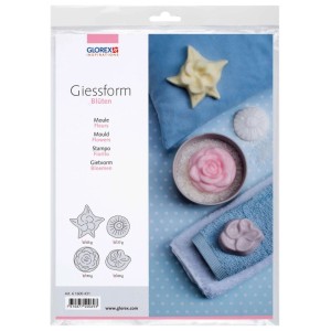 Glorex Gießform Blüten, verschiedene Motive für Keramin, Beton, Wachs und Seife.