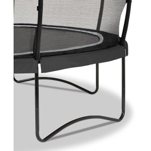 Dettaglio: Trampolino nero EXIT Allure Classic (Ø 366 cm) con rete di sicurezza e telaio.