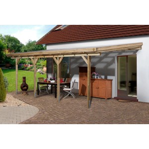Tettoia per terrazza Weka 704x306 cm in legno con tetto trasparente. Ideale per giardino e terrazza.