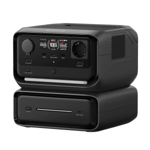 Station d'alimentation Ecoflow River 3 Max noire avec batterie d'extension (572 Wh) pour systèmes solaires.