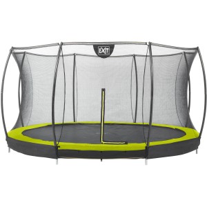 Trampolino interrato EXIT Silhouette verde D427cm con rete di sicurezza.