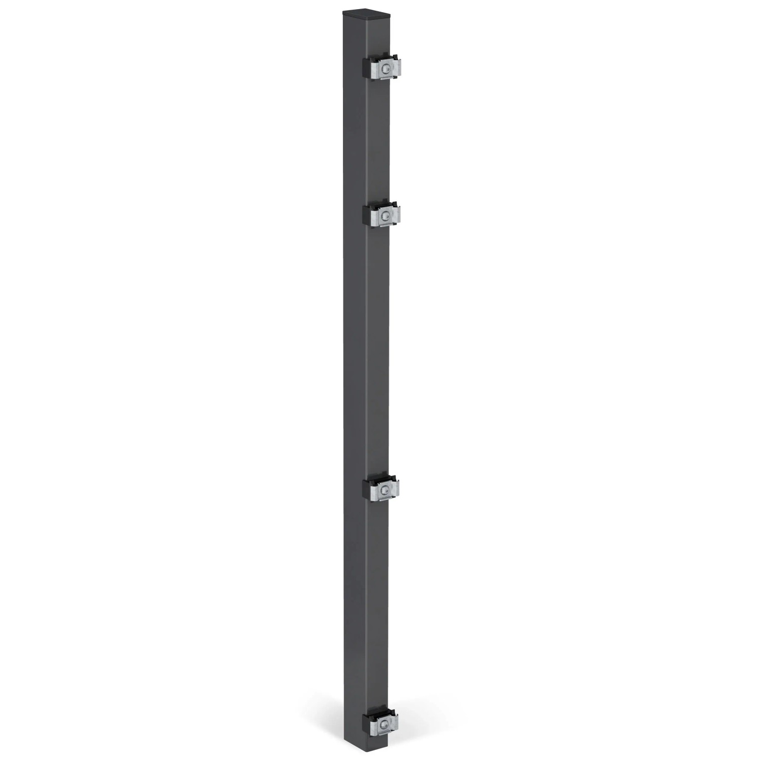 Alberts Zaunpfosten Mit Klemmlasche | Feuerverzinkt, Anthrazit Beschichtet (RAL 7016) | 2400 Mm Länge, 60x40 Mm | Für Doppelstabmatten