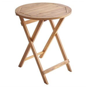 Klappbarer Bistrotisch Prossedi aus Akazienholz, braun, Ø 60 cm, ideal für Balkon und Garten.