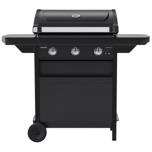 Campingaz Compact 3 L, barbecue a gas nero con 3 bruciatori e ripiani laterali.