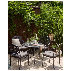 Set di sedie da giardino Beliani Ancona, 4 sedie con cuscini, nero, design vintage per giardino e balcone.