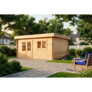Abri de jardin Alpholz Spree-28B non traité avec toit monopente, double fenêtre et porte.