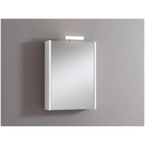 Armoire de toilette à miroir LED blanche, 70x55x15 cm, avec un look simple et moderne pour la salle de bain.
