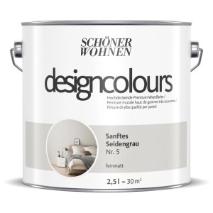 Schöner Wohnen Designfarben Grigio Seta Delicato, pittura murale opaca in secchio da 2,5 l.