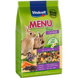 Vitakraft Menu Timo cibo per conigli, confezione da 1 kg con immagine di coniglio.