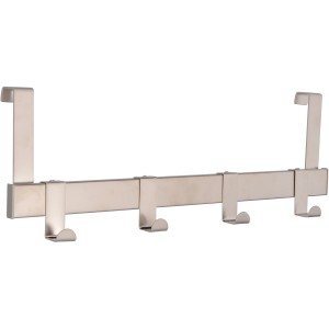 Appendiabiti da porta Siro in metallo nickel opaco con 4 ganci, lunghezza 404 mm.
