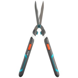 Taille-haies télescopique Gardena TeleCut avec lames en acier et poignées ergonomiques.