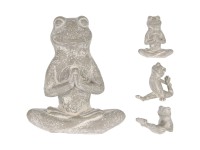 Dekofigur Yoga-Frosch Polystone Grau assortiert / 1 Stk.