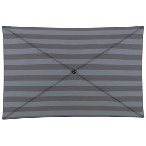 Rechteckiger Doppler Myzone Sonnenschirm, blau-grau-anthrazit gestreiftes Polyesterdach, 190x125 cm, UV-Schutz.